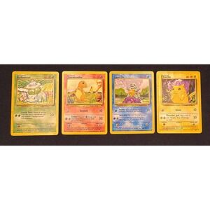 Vintage Pokemon Base Set Starter Cards Bulbasaur Charmander Squirtle Pikachu‎